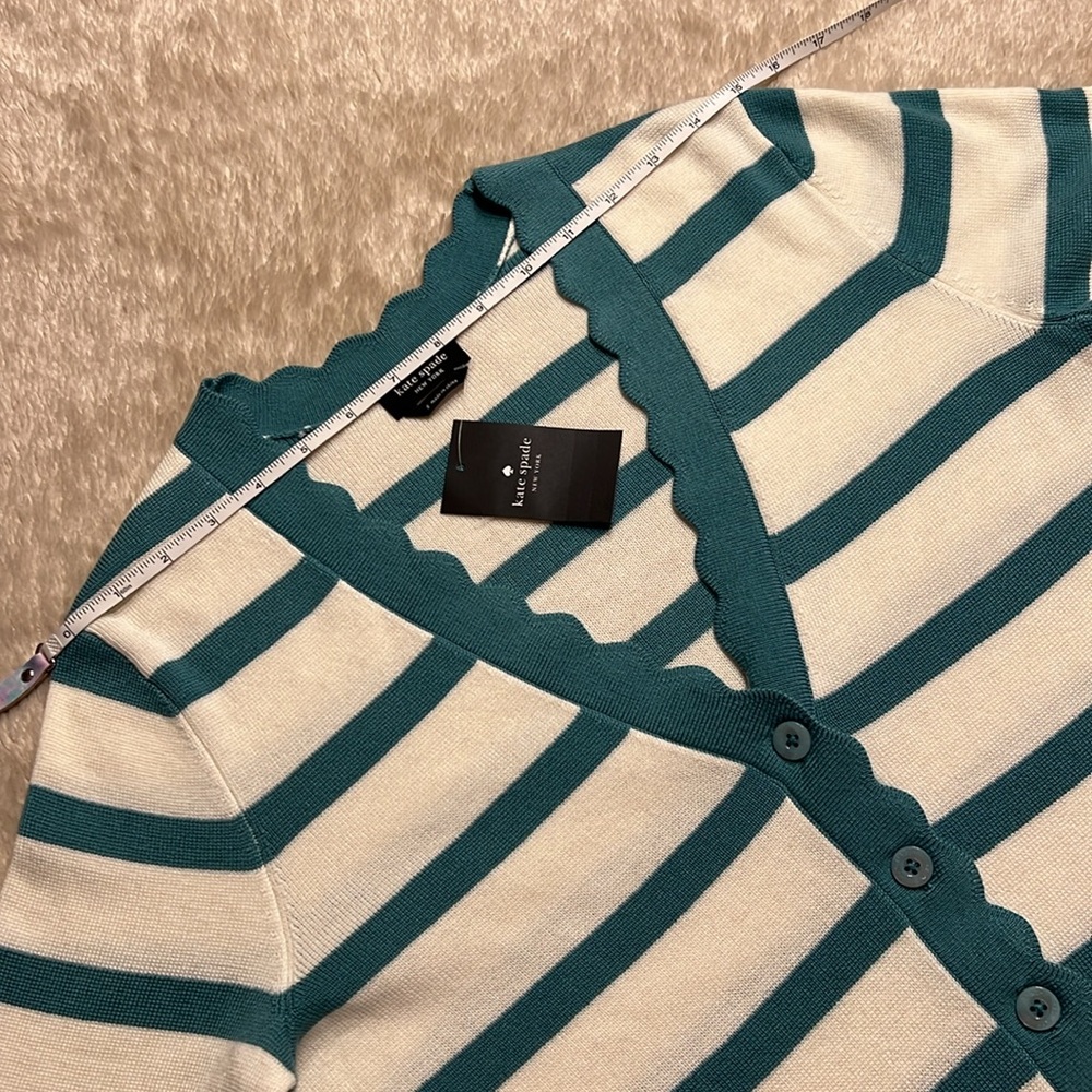 KATE SPADE Striped Scalloped Cardigan - Picture 13 of 16